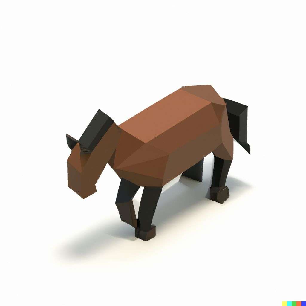 a horse, low polygon isometric render